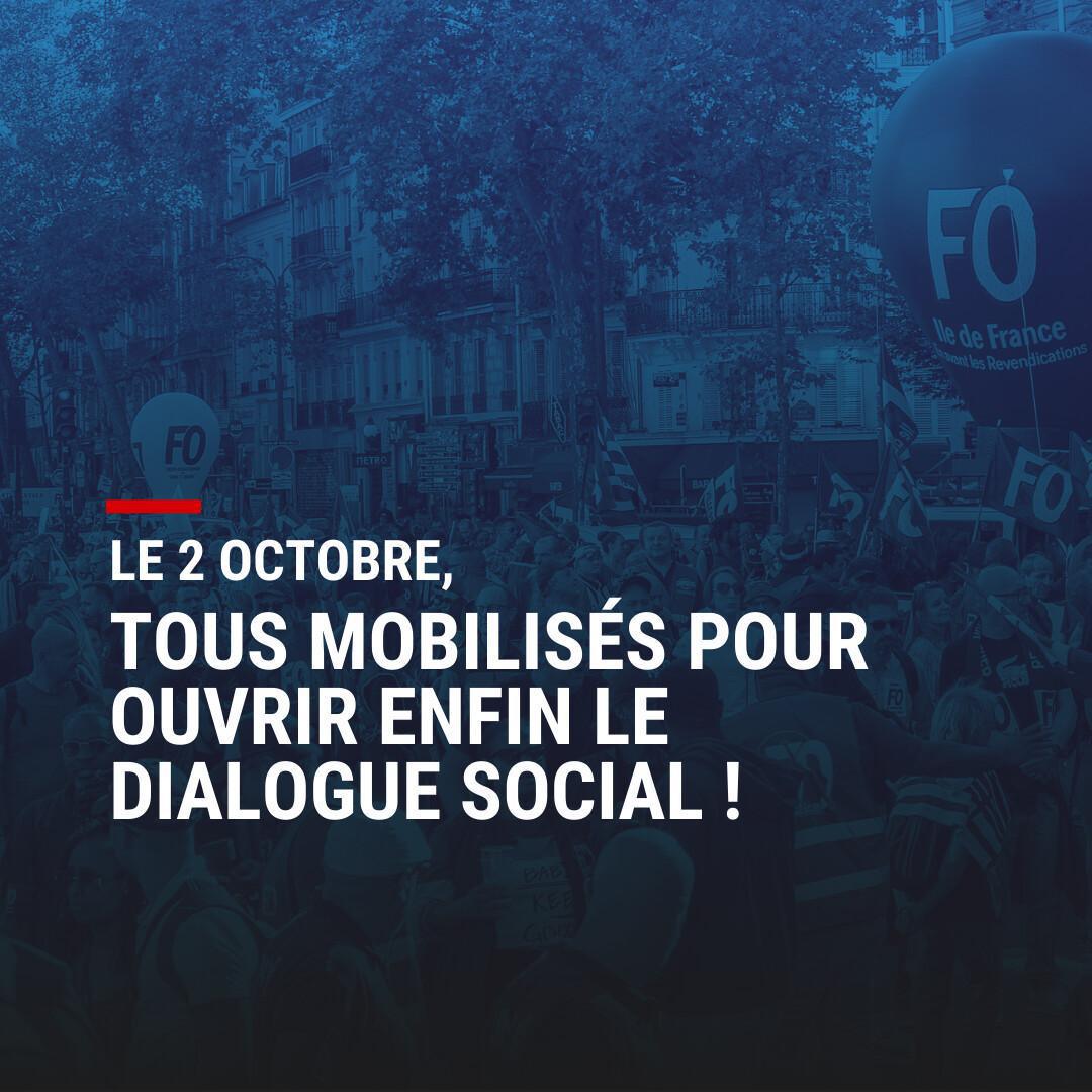 FO Métaux soutient la mobilisation du 2 octobre et appelle au dialogue social